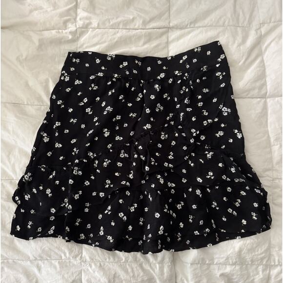 Sezane Jupe Carolina Jacquard Bicolor Black White Skirt Flower Sz 38 US 6 NWT